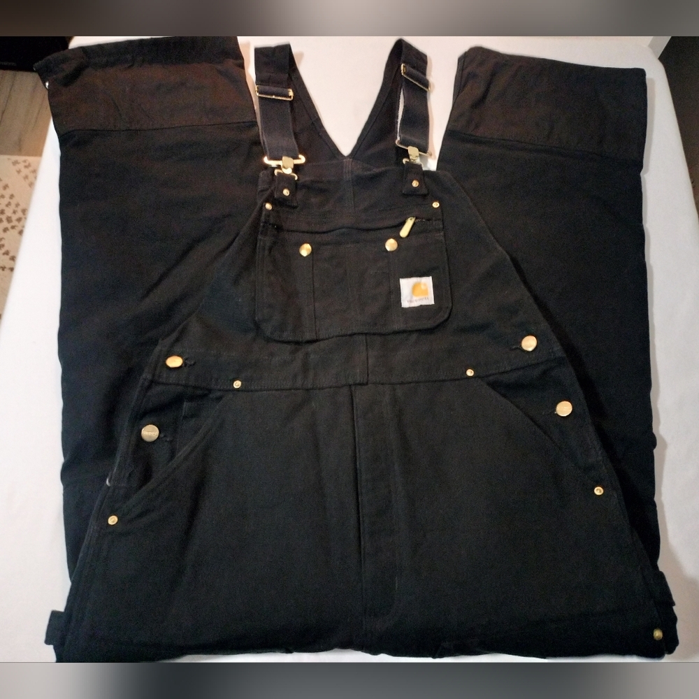 Carhartt Black Insulated Double Knee Bib Overalls Size 36x32 R41 BLK